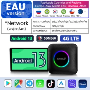 2025 Android13 SDM660 Carlinkit Carplay Android Tv Box USB A Port LED Wireless Carplay Android Auto 8-Core 4G LTE Tv Box For Youtube